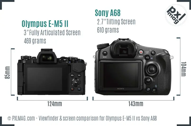 Olympus E-M5 II vs Sony A68 Screen and Viewfinder comparison