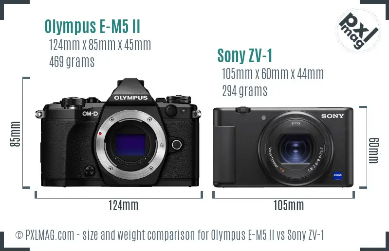 Olympus E-M5 II vs Sony ZV-1 size comparison Olympus E-M5 II vs Sony ZV-1 size comparison