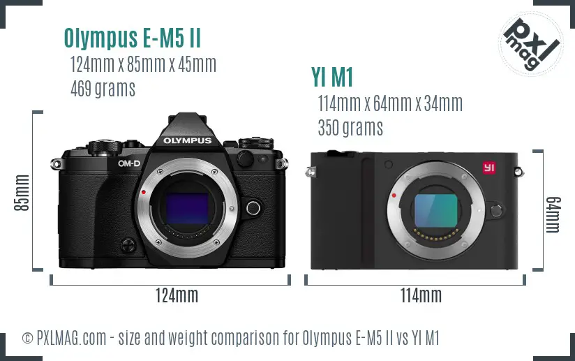 Olympus E-M5 II vs YI M1 size comparison Olympus E-M5 II vs YI M1 size comparison