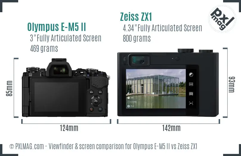 Olympus E-M5 II vs Zeiss ZX1 Screen and Viewfinder comparison Olympus E-M5 II vs Zeiss ZX1 Screen and Viewfinder comparison