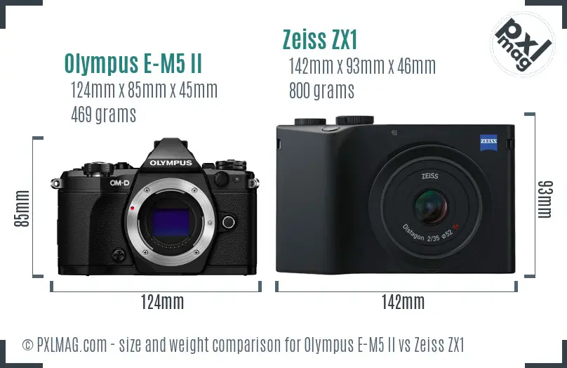 Olympus E-M5 II vs Zeiss ZX1 size comparison Olympus E-M5 II vs Zeiss ZX1 size comparison