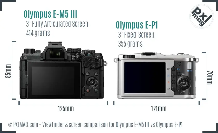 Olympus E-M5 III vs Olympus E-P1 Screen and Viewfinder comparison