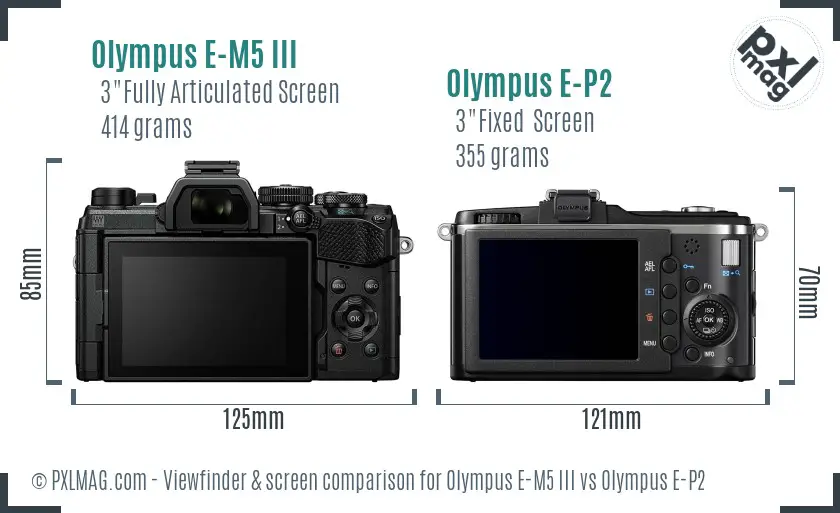 Olympus E-M5 III vs Olympus E-P2 Screen and Viewfinder comparison