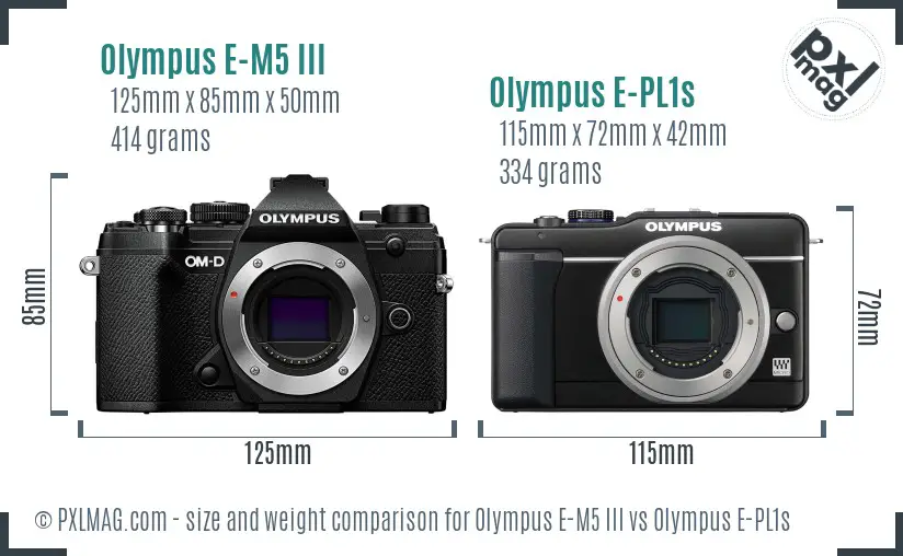 Olympus E-M5 III vs Olympus E-PL1s size comparison