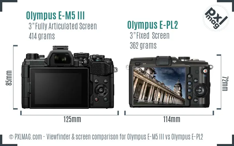 Olympus E-M5 III vs Olympus E-PL2 Screen and Viewfinder comparison