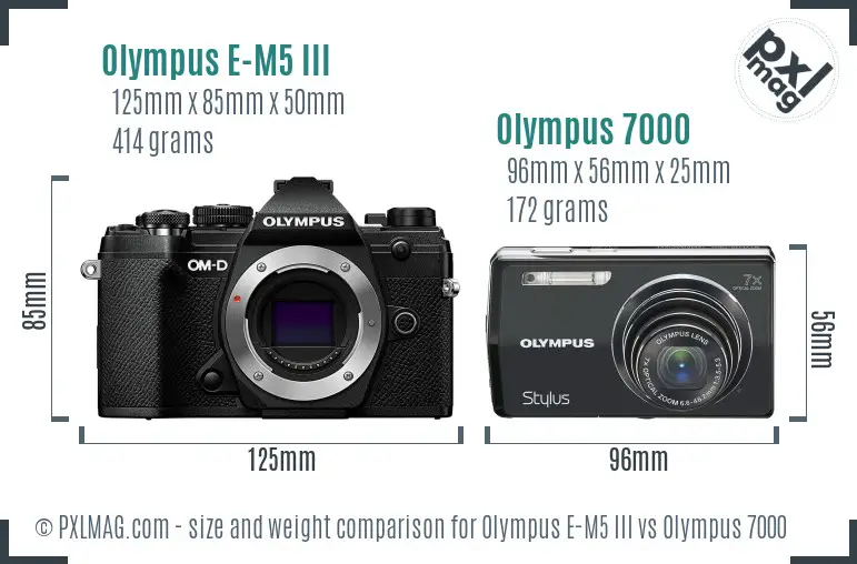 Olympus E-M5 III vs Olympus 7000 size comparison