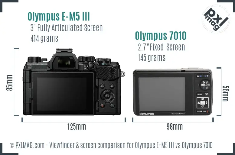 Olympus E-M5 III vs Olympus 7010 Screen and Viewfinder comparison