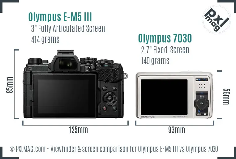 Olympus E-M5 III vs Olympus 7030 Screen and Viewfinder comparison