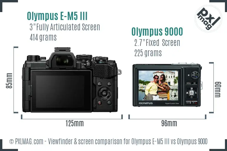 Olympus E-M5 III vs Olympus 9000 Screen and Viewfinder comparison