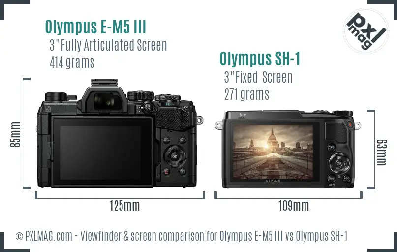 Olympus E-M5 III vs Olympus SH-1 Screen and Viewfinder comparison