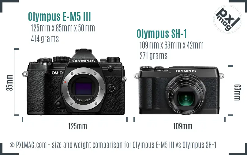 Olympus E-M5 III vs Olympus SH-1 size comparison