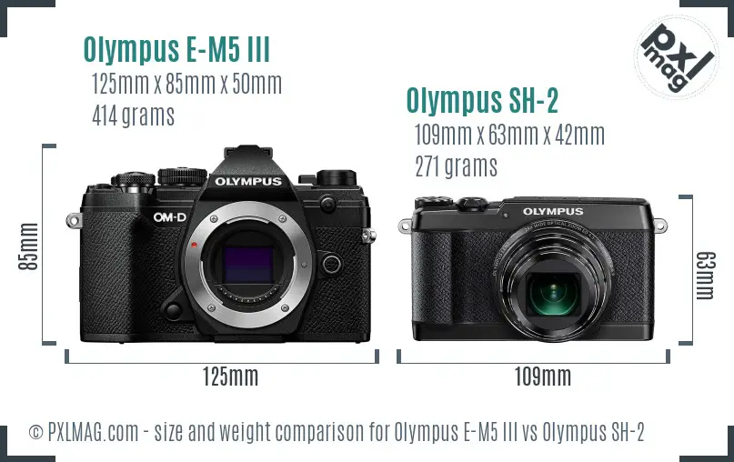 Olympus E-M5 III vs Olympus SH-2 size comparison