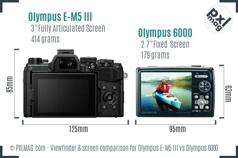 Olympus E-M5 III vs Olympus 6000 Screen and Viewfinder comparison
