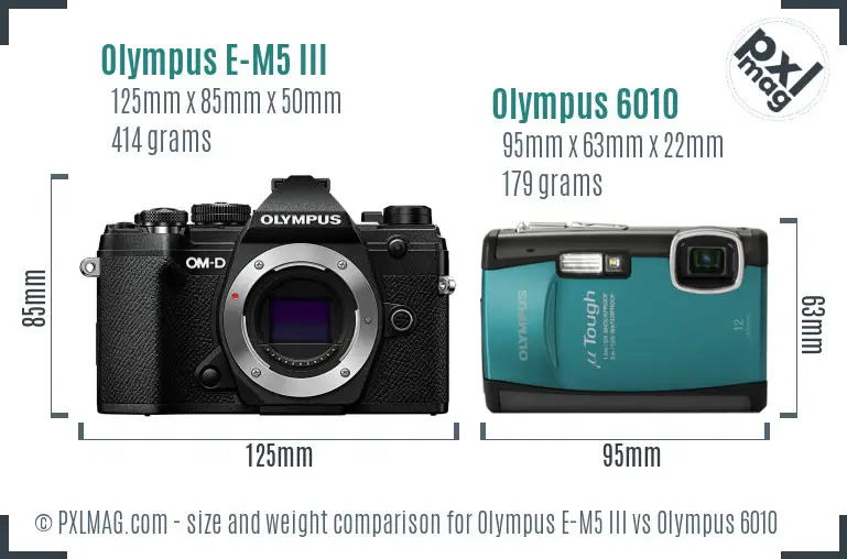 Olympus E-M5 III vs Olympus 6010 size comparison