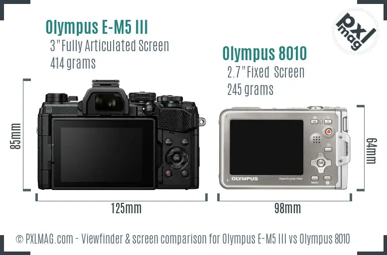 Olympus E-M5 III vs Olympus 8010 Screen and Viewfinder comparison