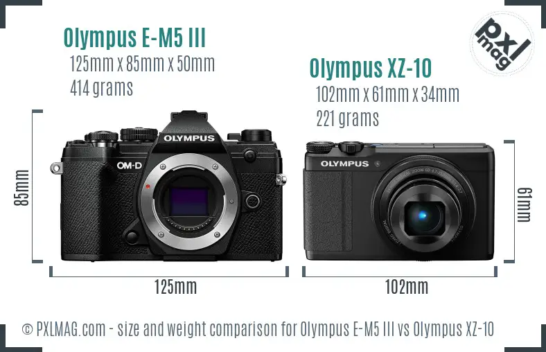 Olympus E-M5 III vs Olympus XZ-10 size comparison