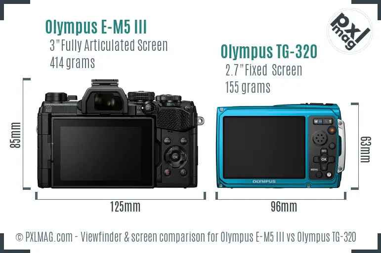Olympus E-M5 III vs Olympus TG-320 Screen and Viewfinder comparison