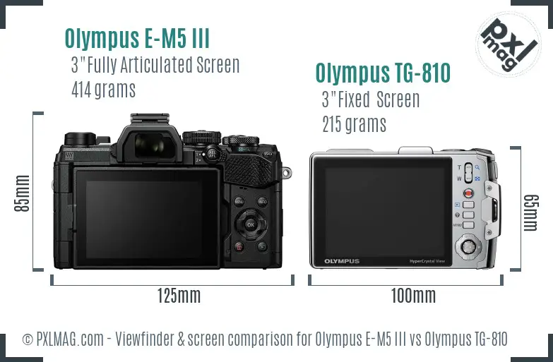 Olympus E-M5 III vs Olympus TG-810 Screen and Viewfinder comparison