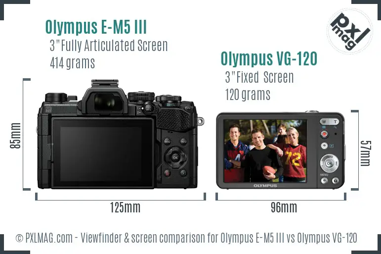 Olympus E-M5 III vs Olympus VG-120 Screen and Viewfinder comparison