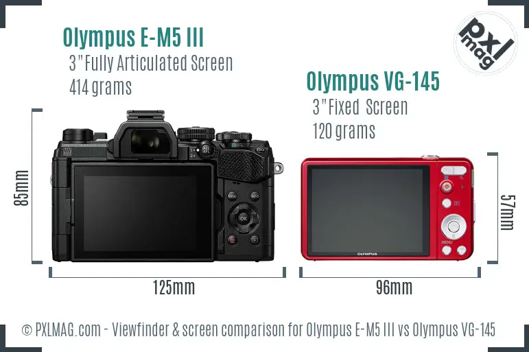Olympus E-M5 III vs Olympus VG-145 Screen and Viewfinder comparison