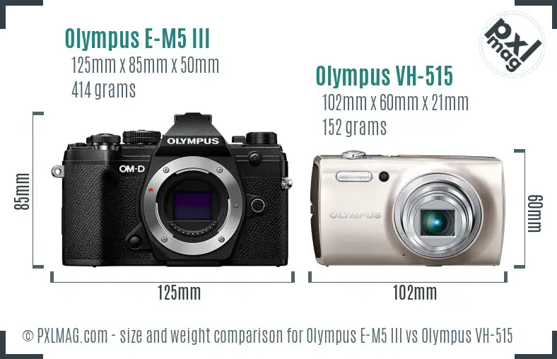 Olympus E-M5 III vs Olympus VH-515 size comparison
