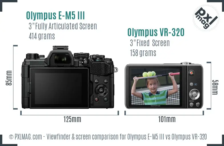 Olympus E-M5 III vs Olympus VR-320 Screen and Viewfinder comparison