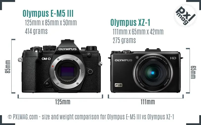 Olympus E-M5 III vs Olympus XZ-1 size comparison