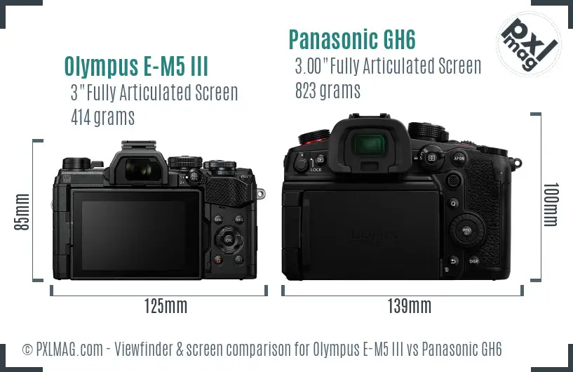 Olympus E-M5 III vs Panasonic GH6 Screen and Viewfinder comparison