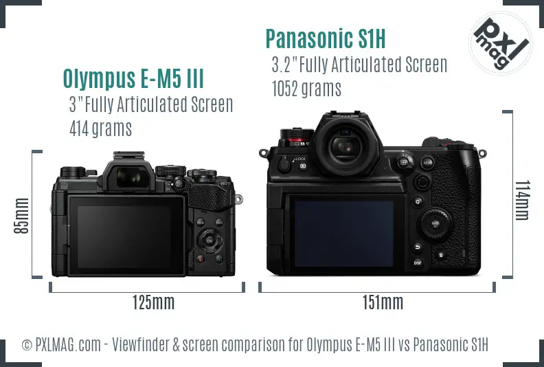 Olympus E-M5 III vs Panasonic S1H Screen and Viewfinder comparison
