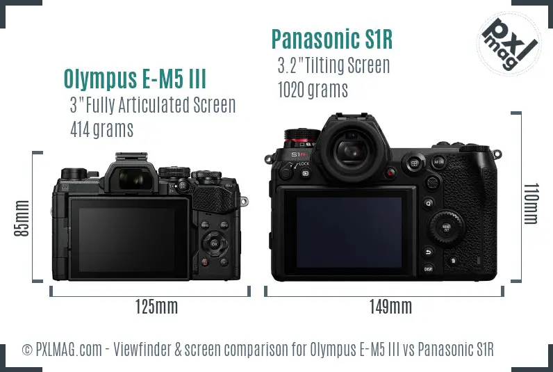 Olympus E-M5 III vs Panasonic S1R Screen and Viewfinder comparison
