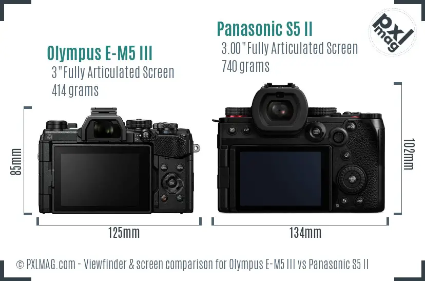 Olympus E-M5 III vs Panasonic S5 II Screen and Viewfinder comparison Olympus E-M5 III vs Panasonic S5 II Screen and Viewfinder comparison