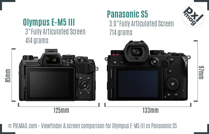 Olympus E-M5 III vs Panasonic S5 Screen and Viewfinder comparison