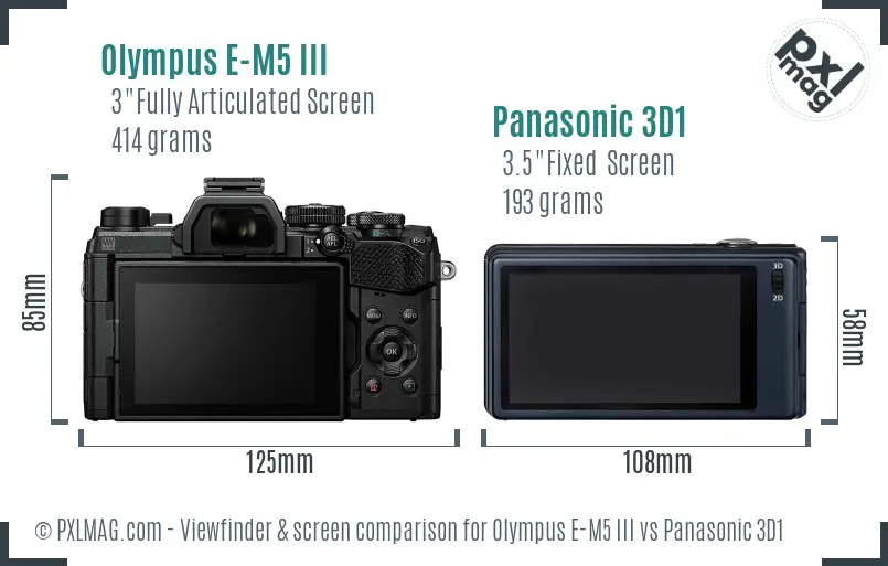 Olympus E-M5 III vs Panasonic 3D1 Screen and Viewfinder comparison