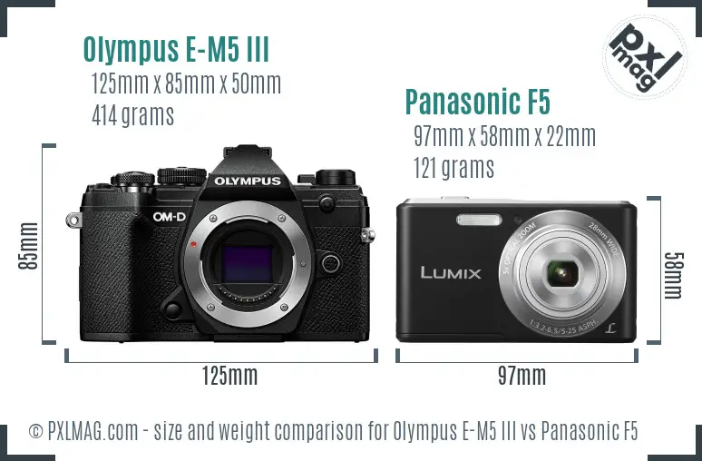 Olympus E-M5 III vs Panasonic F5 size comparison