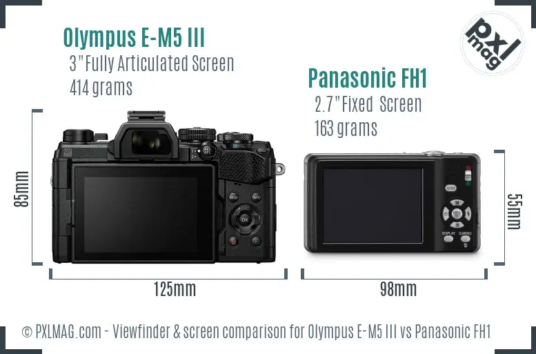 Olympus E-M5 III vs Panasonic FH1 Screen and Viewfinder comparison