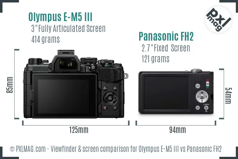 Olympus E-M5 III vs Panasonic FH2 Screen and Viewfinder comparison