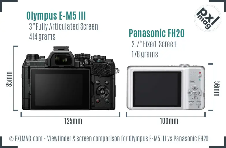 Olympus E-M5 III vs Panasonic FH20 Screen and Viewfinder comparison