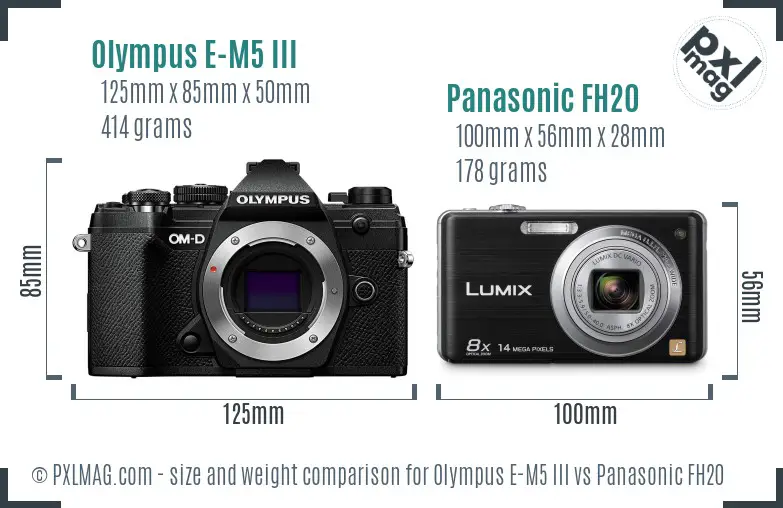 Olympus E-M5 III vs Panasonic FH20 size comparison