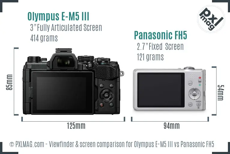 Olympus E-M5 III vs Panasonic FH5 Screen and Viewfinder comparison