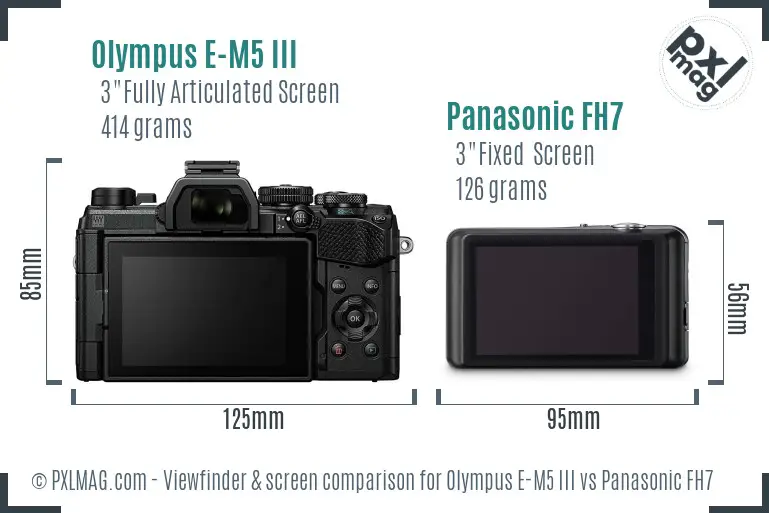 Olympus E-M5 III vs Panasonic FH7 Screen and Viewfinder comparison