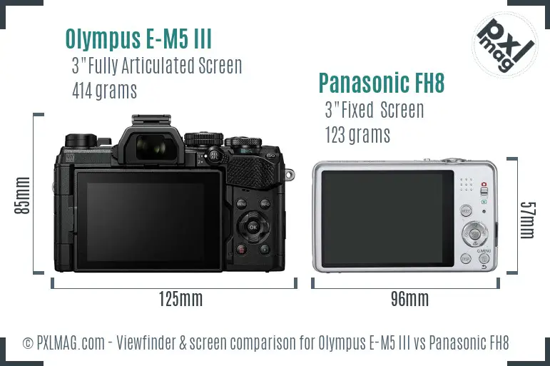 Olympus E-M5 III vs Panasonic FH8 Screen and Viewfinder comparison