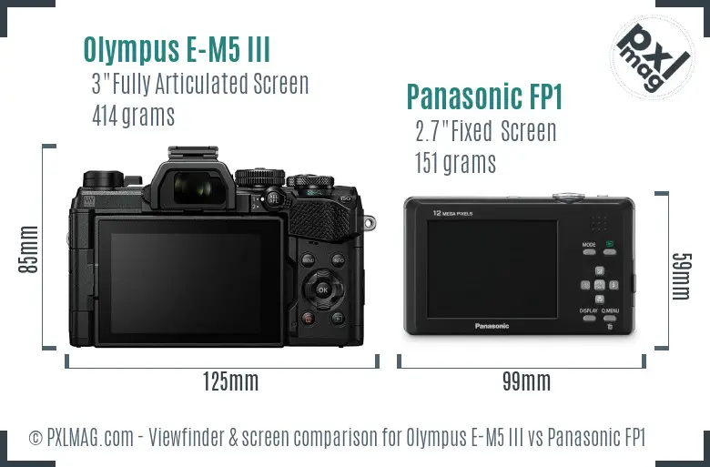 Olympus E-M5 III vs Panasonic FP1 Screen and Viewfinder comparison