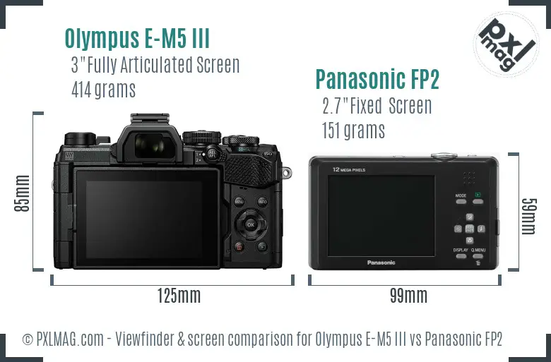 Olympus E-M5 III vs Panasonic FP2 Screen and Viewfinder comparison