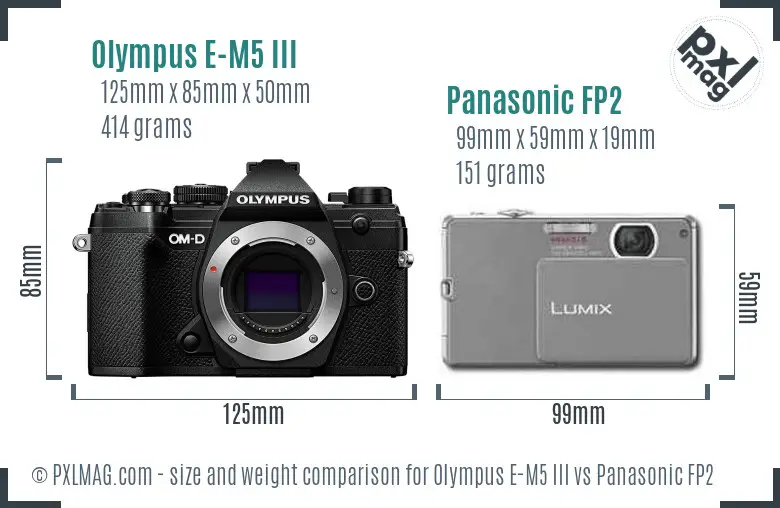 Olympus E-M5 III vs Panasonic FP2 size comparison