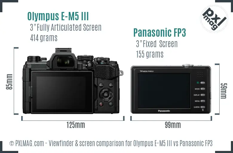 Olympus E-M5 III vs Panasonic FP3 Screen and Viewfinder comparison
