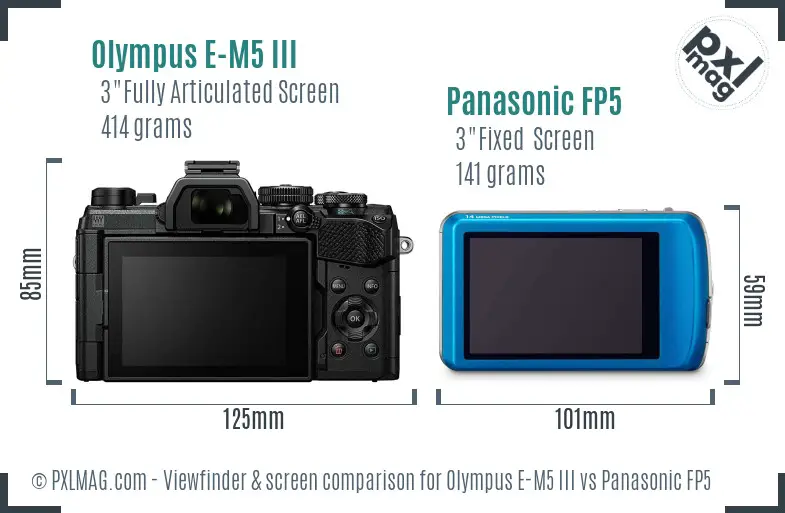 Olympus E-M5 III vs Panasonic FP5 Screen and Viewfinder comparison