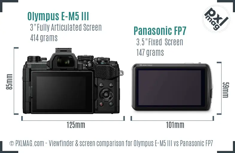 Olympus E-M5 III vs Panasonic FP7 Screen and Viewfinder comparison