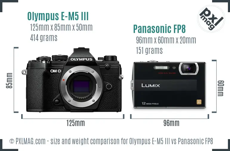 Olympus E-M5 III vs Panasonic FP8 size comparison