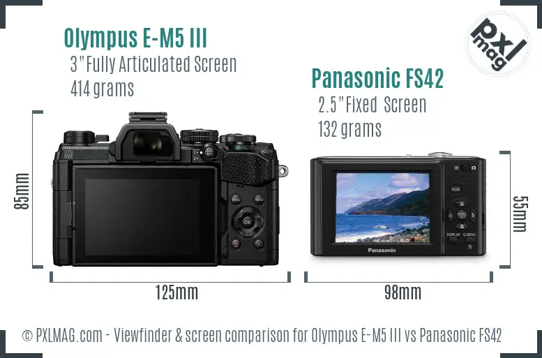 Olympus E-M5 III vs Panasonic FS42 Screen and Viewfinder comparison