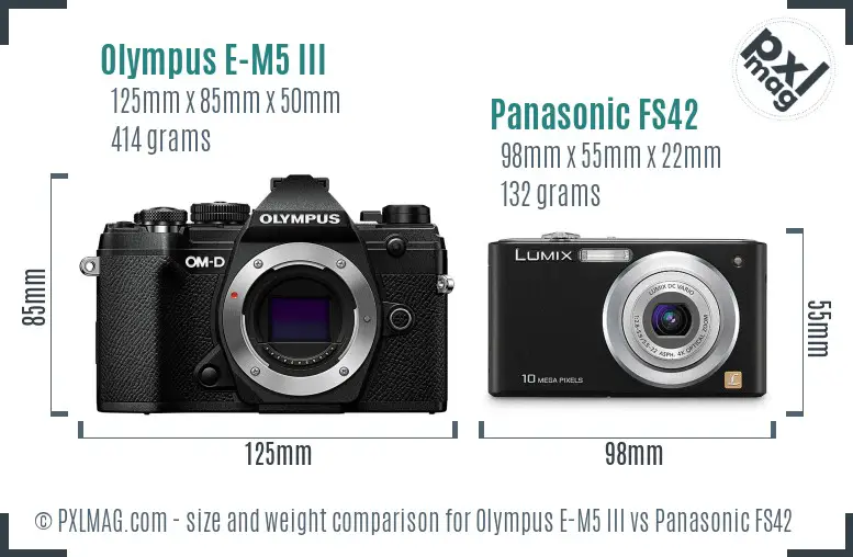 Olympus E-M5 III vs Panasonic FS42 size comparison